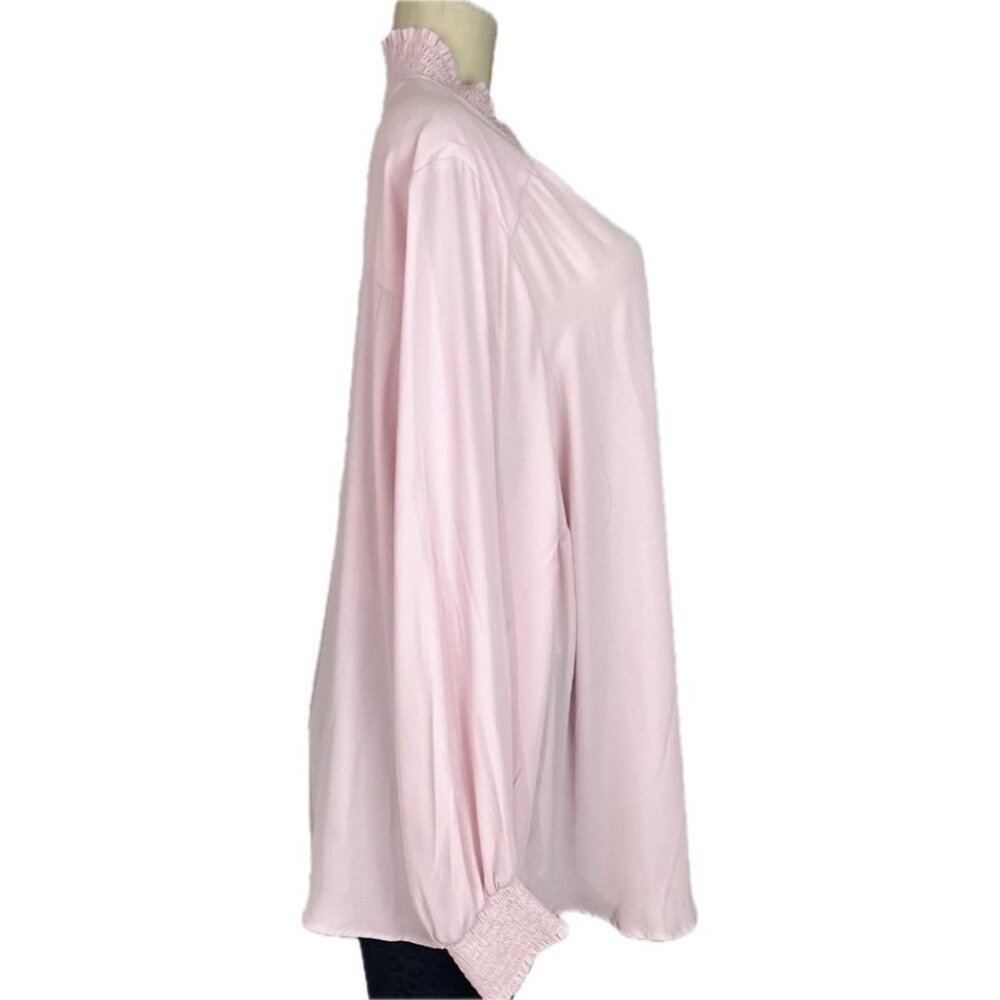 Torrid +4 Pink Sheer Loop Button Down Shirred Col… - image 3